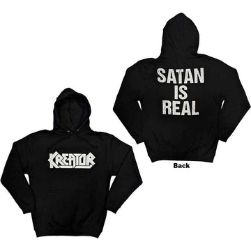 Kreator Unisex Pullover Hoodie: Satan Is Real (Black) (Back Print)