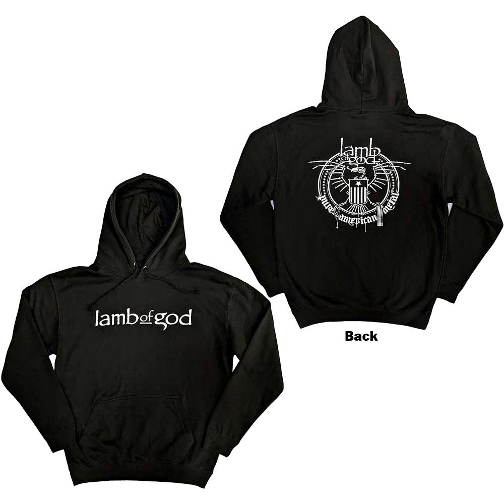 Lamb Of God Unisex Pullover Hoodie: Skeleton Eagle (Black) (Back Print)