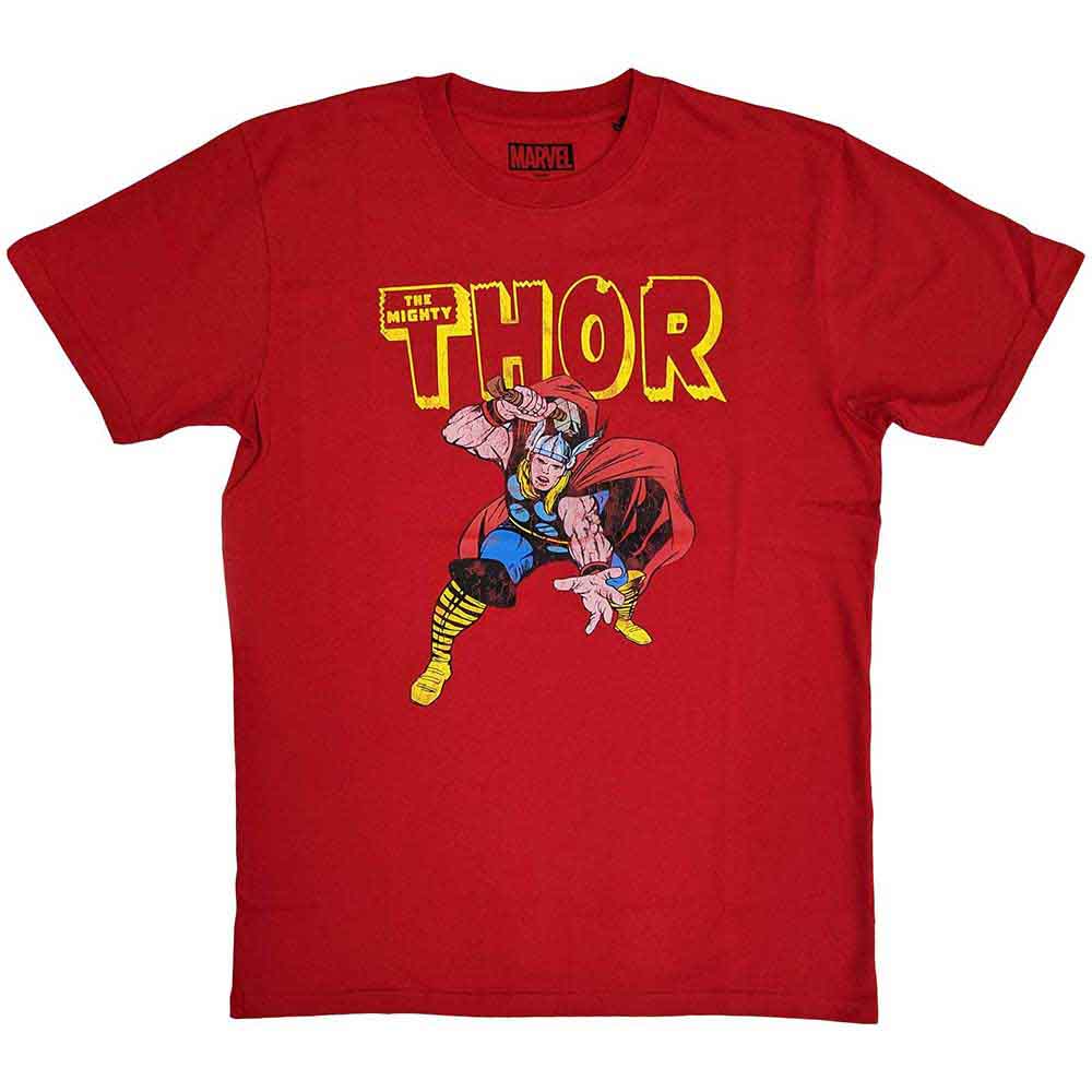 Marvel Comics Unisex T-Shirt: Thor Hammer Distressed (Red)