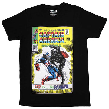 Marvel Comics Unisex T-Shirt: Cap vs The Panther Comic Cover (Black)