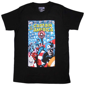 Marvel Comics Unisex T-Shirt: Many Captain Americas Comic Cover (Black)