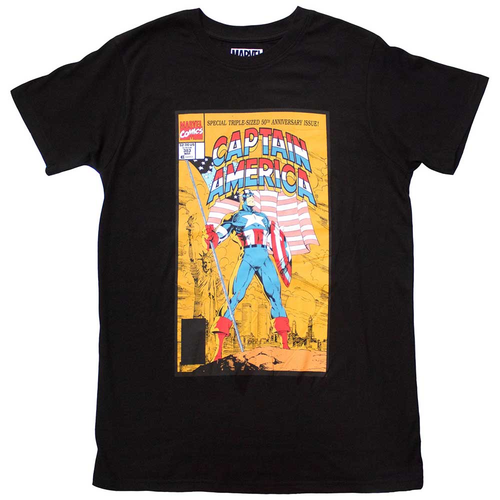 Marvel Comics Unisex T-Shirt: Captain America 50th Comic Cover (Black)