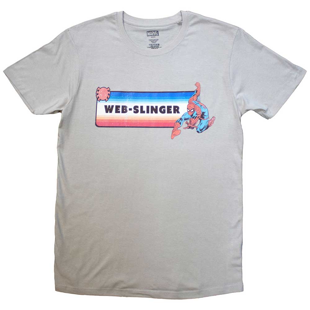 Marvel Comics Unisex T-Shirt: Spider-Man Web-Slinger (Sand)