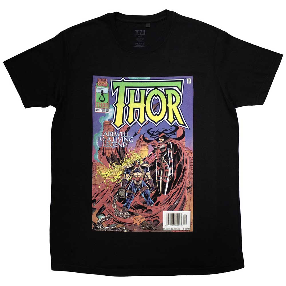 Marvel Comics Unisex T-Shirt: Thor Living Legend Comic Cover (Black)