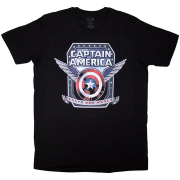 Marvel Comics Unisex T-Shirt: Captain America Brave New World Shield (Black)