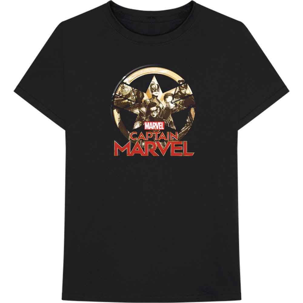 Marvel Comics Unisex T-Shirt: Captain Marvel Star Logo (Black)