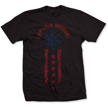 Marvel Comics Unisex T-Shirt: Captain Marvel Star Stripe (Black)