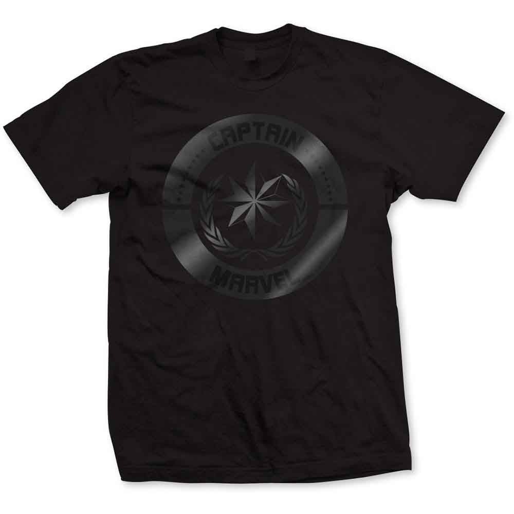 Marvel Comics Unisex T-Shirt: Captain Marvel Silver Circle (Black)