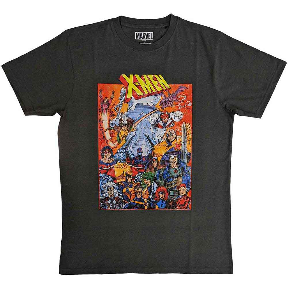 Marvel Comics Unisex T-Shirt: X-Men Full Characters Vintage (Charcoal Grey)