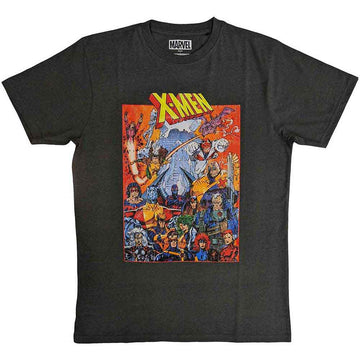 Marvel Comics Unisex T-Shirt: X-Men Full Characters Vintage (Charcoal Grey)