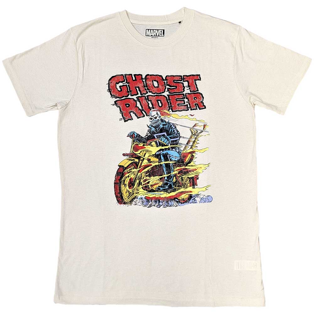Marvel Comics Unisex T-Shirt: Ghost Rider Bike (Sand)