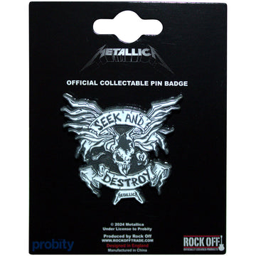 Metallica Pin Badge: Seek & Destroy