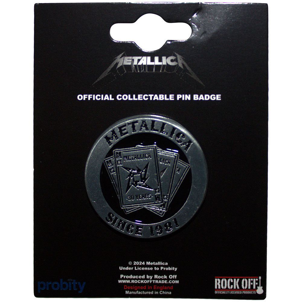 Metallica Pin Badge: 30th Anniversary Playing Card