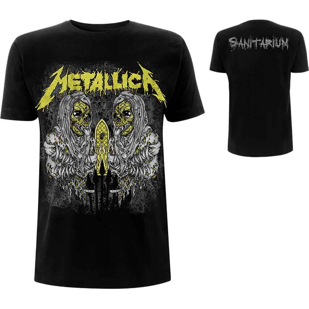 Metallica Unisex T-Shirt: Sanitarium (Black) (Back Print)