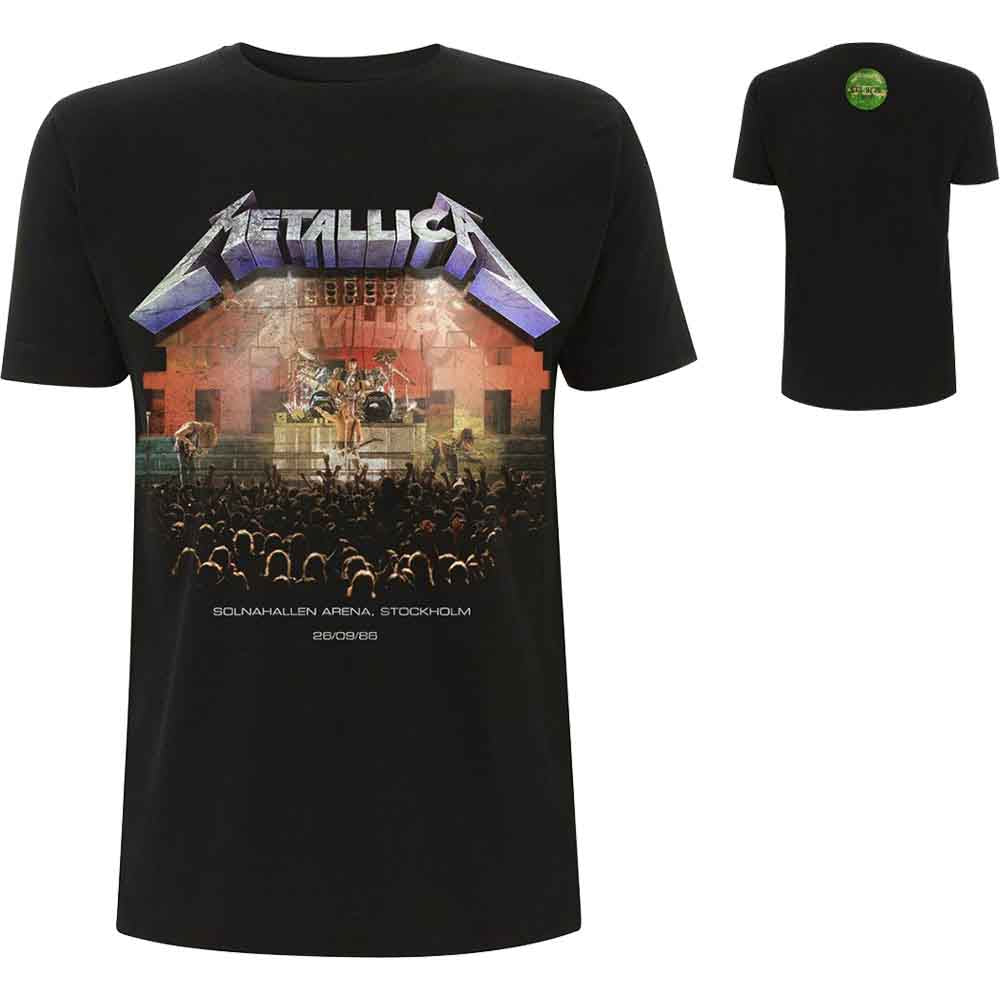 Metallica Unisex T-Shirt: Stockholm '86. (Black) (Back Print)
