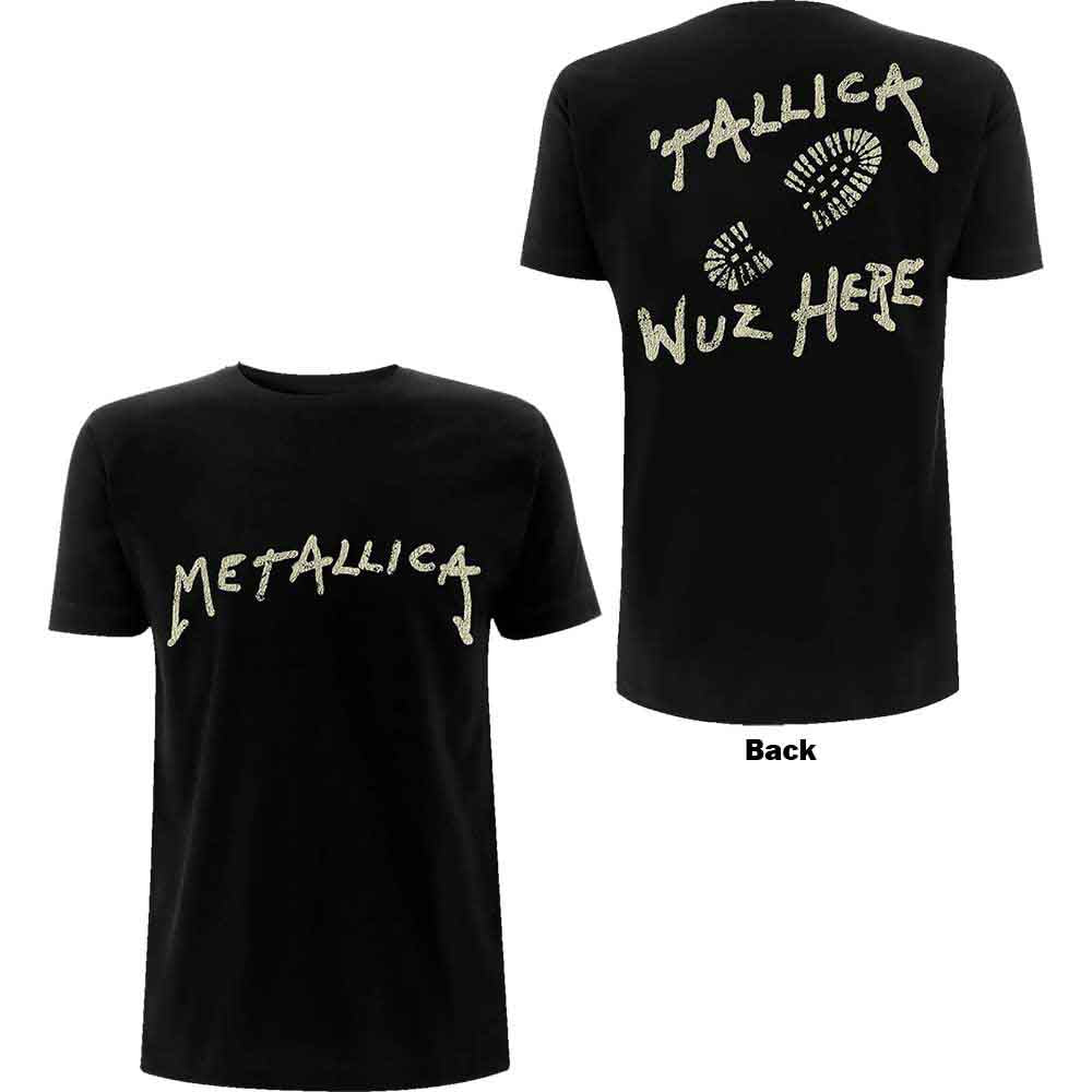 Metallica Unisex T-Shirt: Wuz Here (Black) (Back Print)