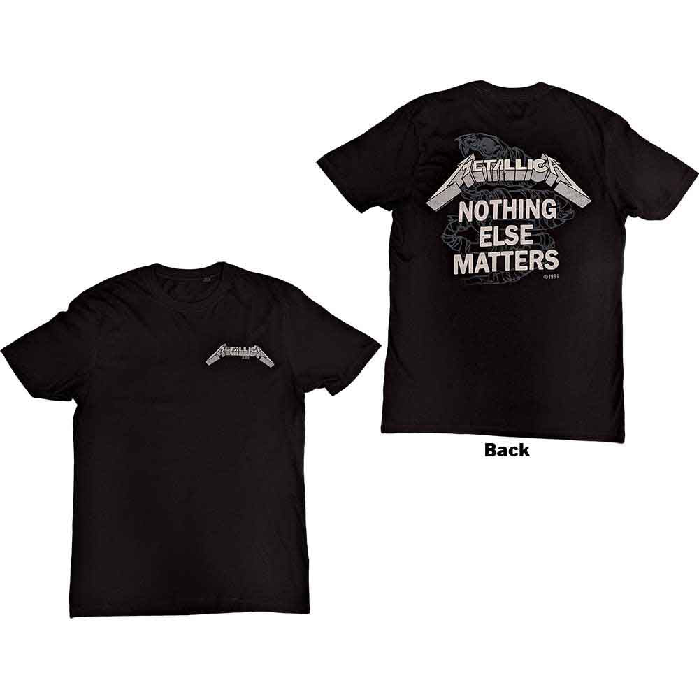 Metallica Unisex T-Shirt: Nothing Else Matters (Black) (Back Print)
