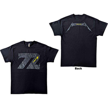 Metallica Unisex T-Shirt: 72 Seasons Charred Logo (Black) (Back Print)