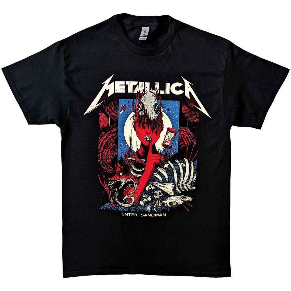 Metallica Unisex T-Shirt: Enter Sandman Poster (Black)