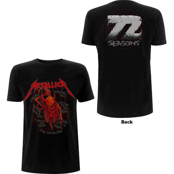 Metallica Unisex T-Shirt: Skull Screaming Red 72 Seasons (Black) (Back Print)