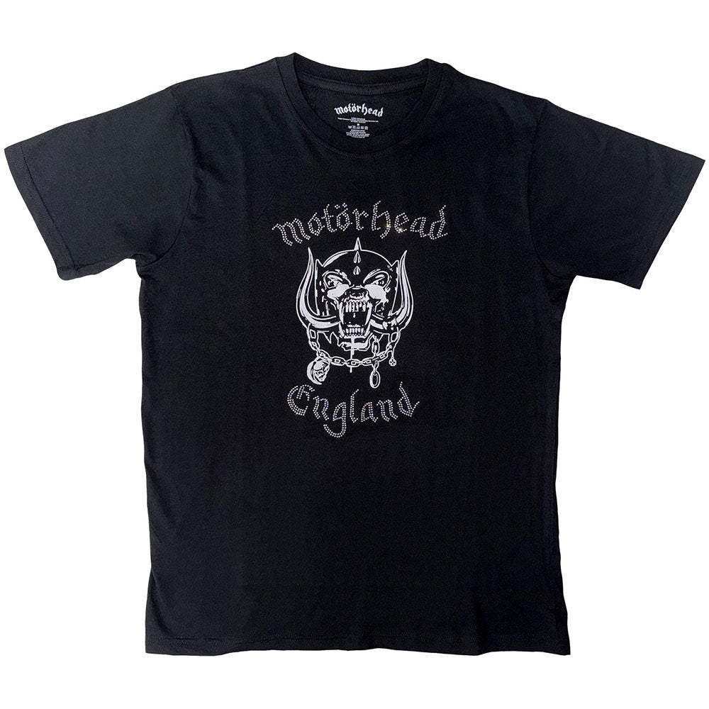 Motorhead Unisex T-Shirt: England (Embellished) - Black