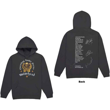 Motorhead Unisex Pullover Hoodie: Everything Louder Forever (Charcoal Grey) (Back Print)