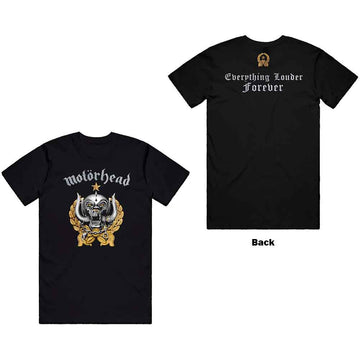 Motorhead Unisex T-Shirt: Everything Louder Forever (Back Print) - Black