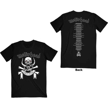 Motorhead Unisex T-Shirt: March or Die Lyrics (Black) (Back Print)