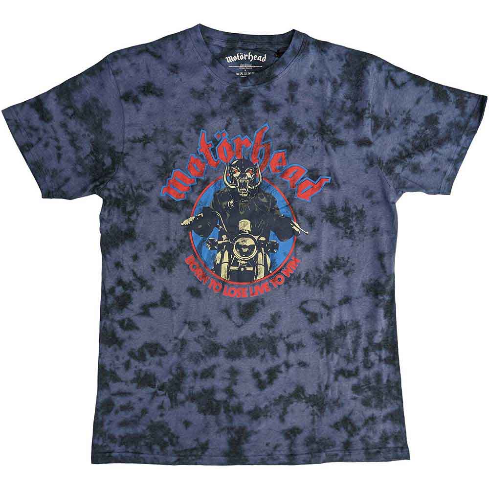 Motorhead Unisex T-Shirt: Born To Lose Biker (Wash Collection) - Blue