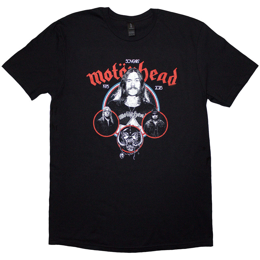 Motorhead Unisex T-Shirt: 50 Years Band Circles (Black)