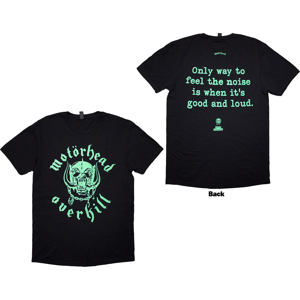 Motorhead Unisex T-Shirt: Overkill Lyric (Black) (Back Print)