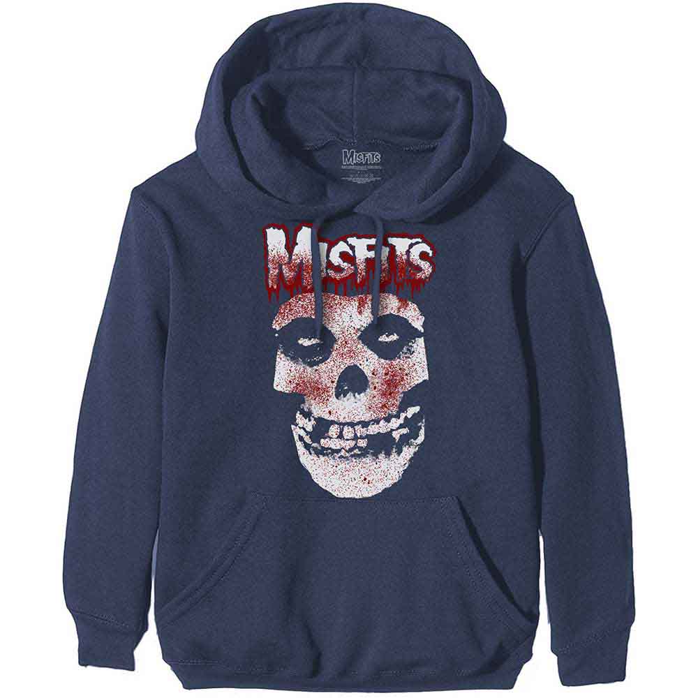 Misfits Unisex Pullover Hoodie: Blood Drip Skull (Navy Blue)