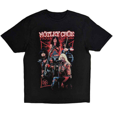 Motley Crue Unisex T-Shirt: Live Montage Red (Black)