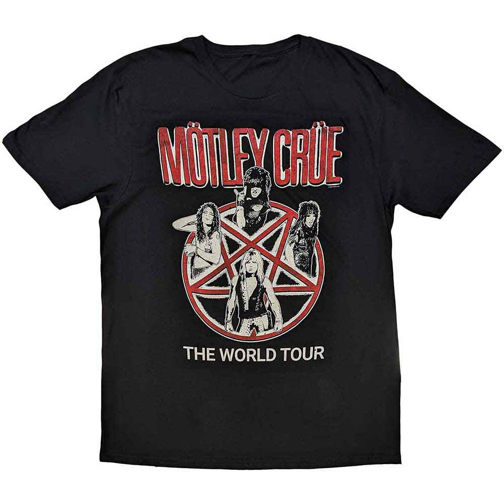Motley Crue Unisex T-Shirt: Vintage World Tour (Black)