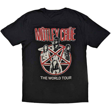 Motley Crue Unisex T-Shirt: Vintage World Tour (Black)