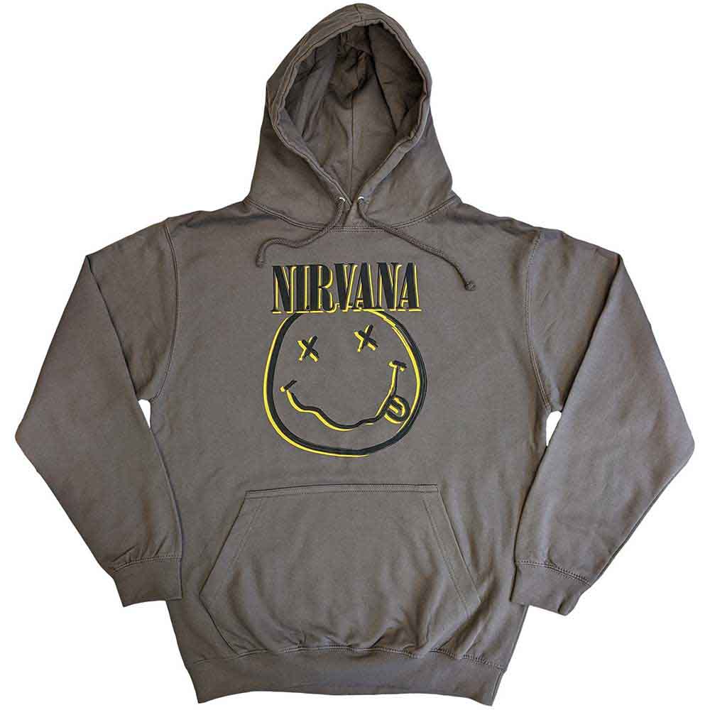 Nirvana Unisex Pullover Hoodie: Inverse Happy Face (Charcoal Grey)