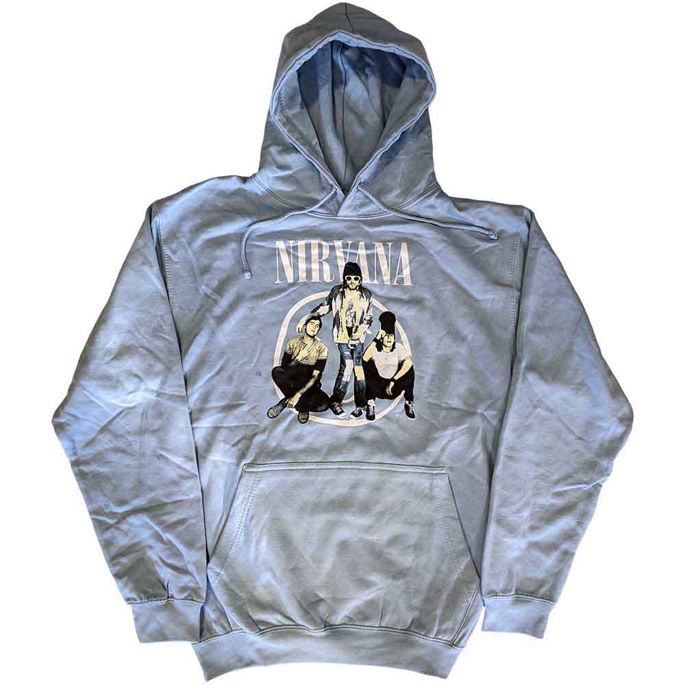 Nirvana Unisex Pullover Hoodie: Trapper Hat Photo (Light Blue)