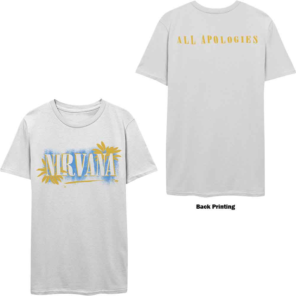 Nirvana Unisex T-Shirt: All Apologies (White) (Back Print)