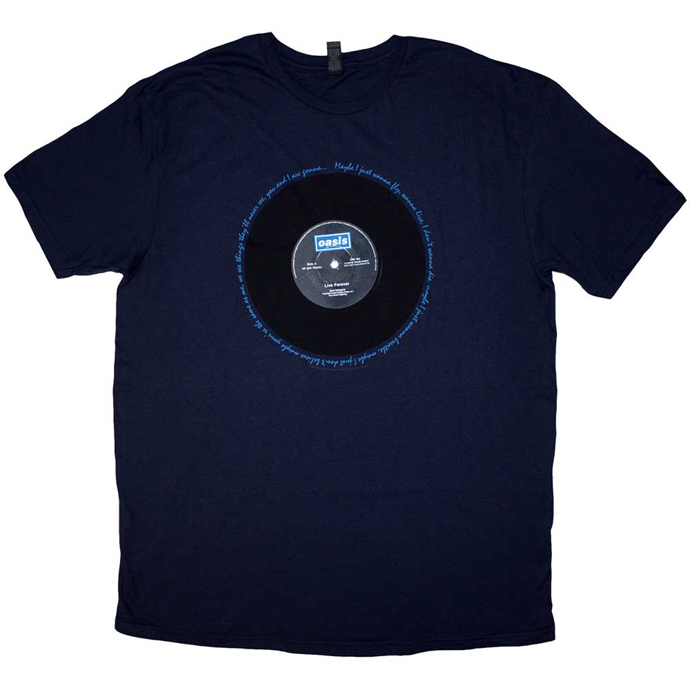 Oasis Unisex T-Shirt: Live Forever Single (Denim Blue)