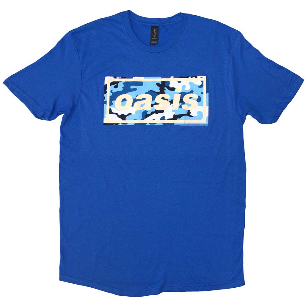 Oasis Unisex T-Shirt: Camo Logo (Blue)