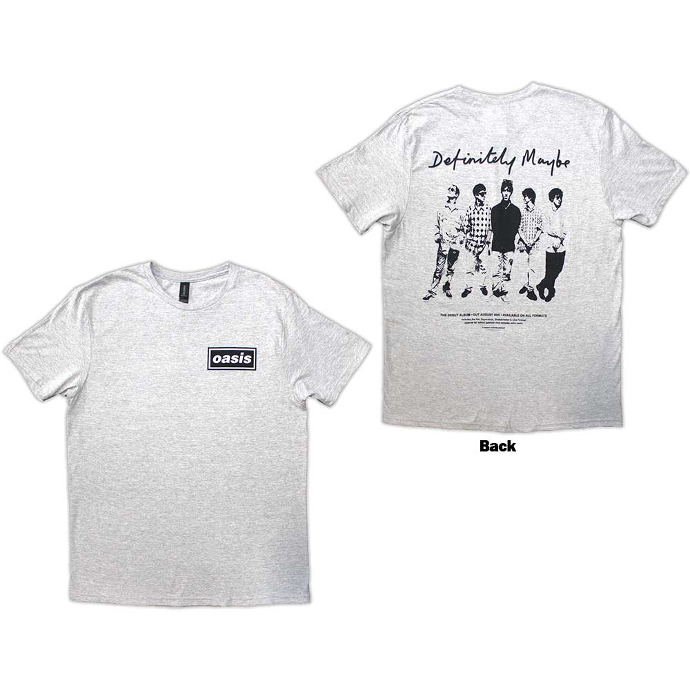 Oasis Unisex T-Shirt: Definitely Maybe Promo (Grey) (Back Print)