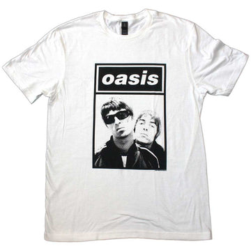 Oasis Unisex T-Shirt: Noel & Liam Boxed Photo (White)