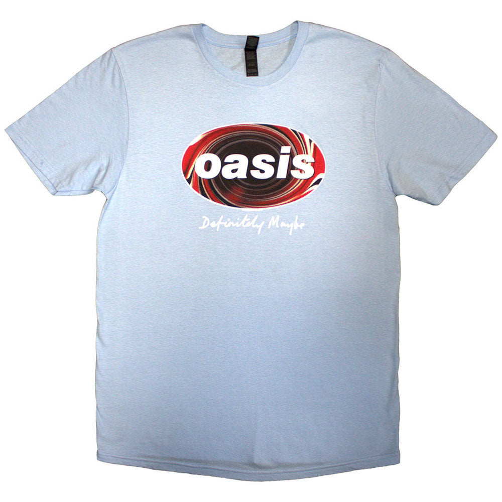 Oasis Unisex T-Shirt: Definitely Maybe Union Jack Oval (Light Blue)
