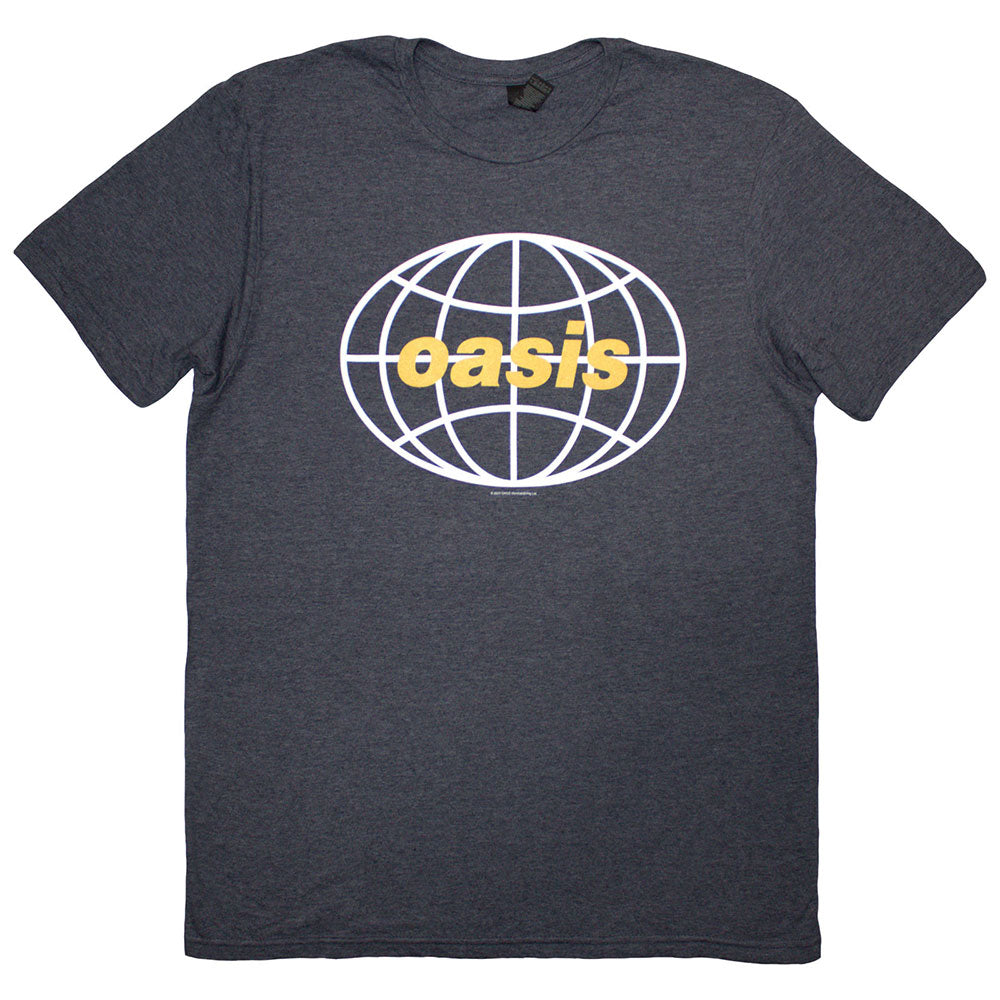 Oasis Unisex T-Shirt: Globe Logo (Navy Blue)