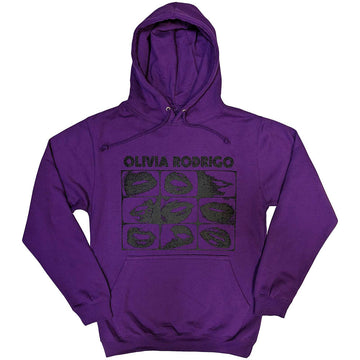 Olivia Rodrigo Unisex Pullover Hoodie: Threshold Lips Grid (Purple)
