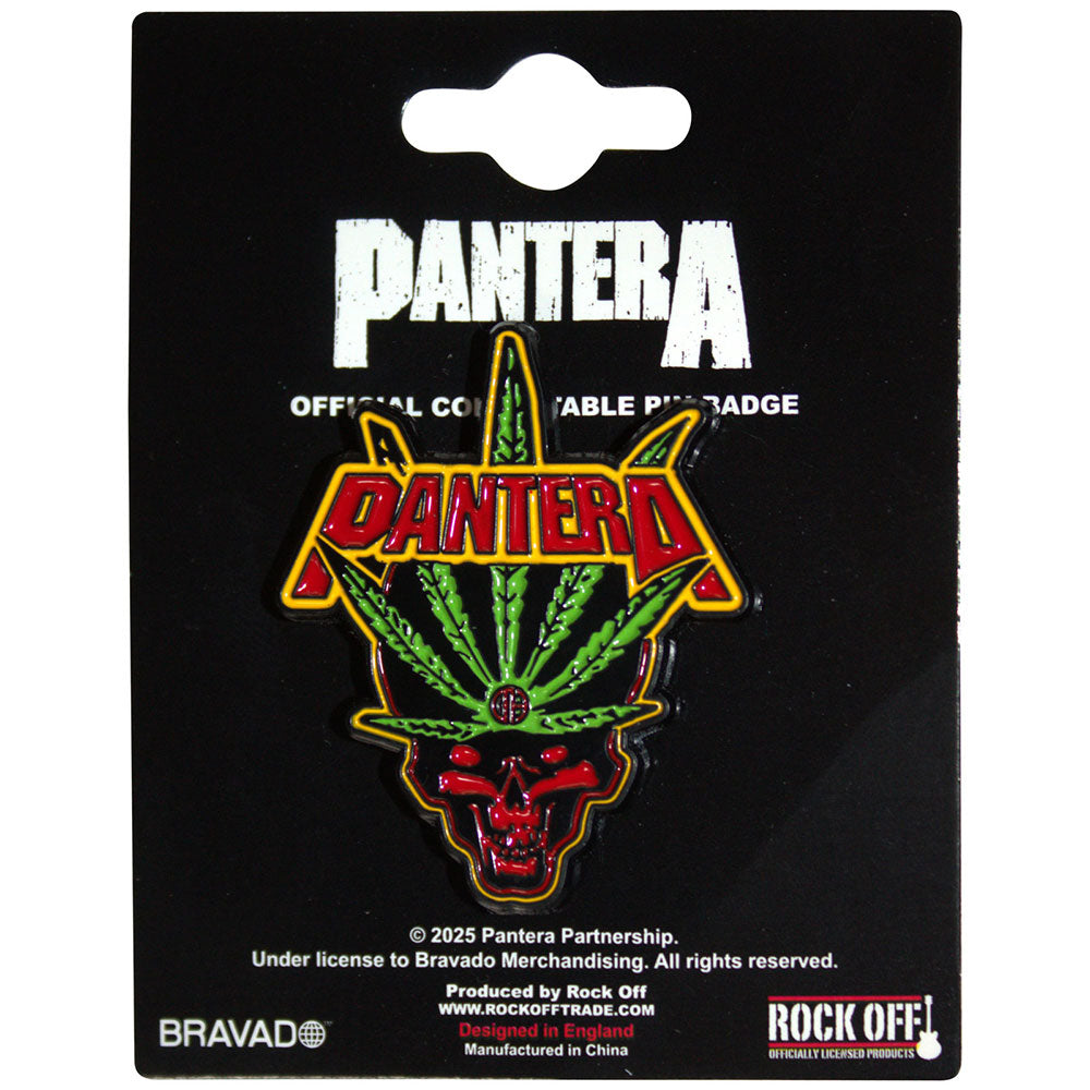 Pantera Pin Badge: Leaf Skull