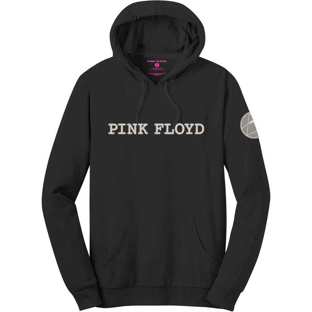 Pink Floyd Unisex Pullover Hoodie: Logo & Prism Applique (Black) (Embellished)