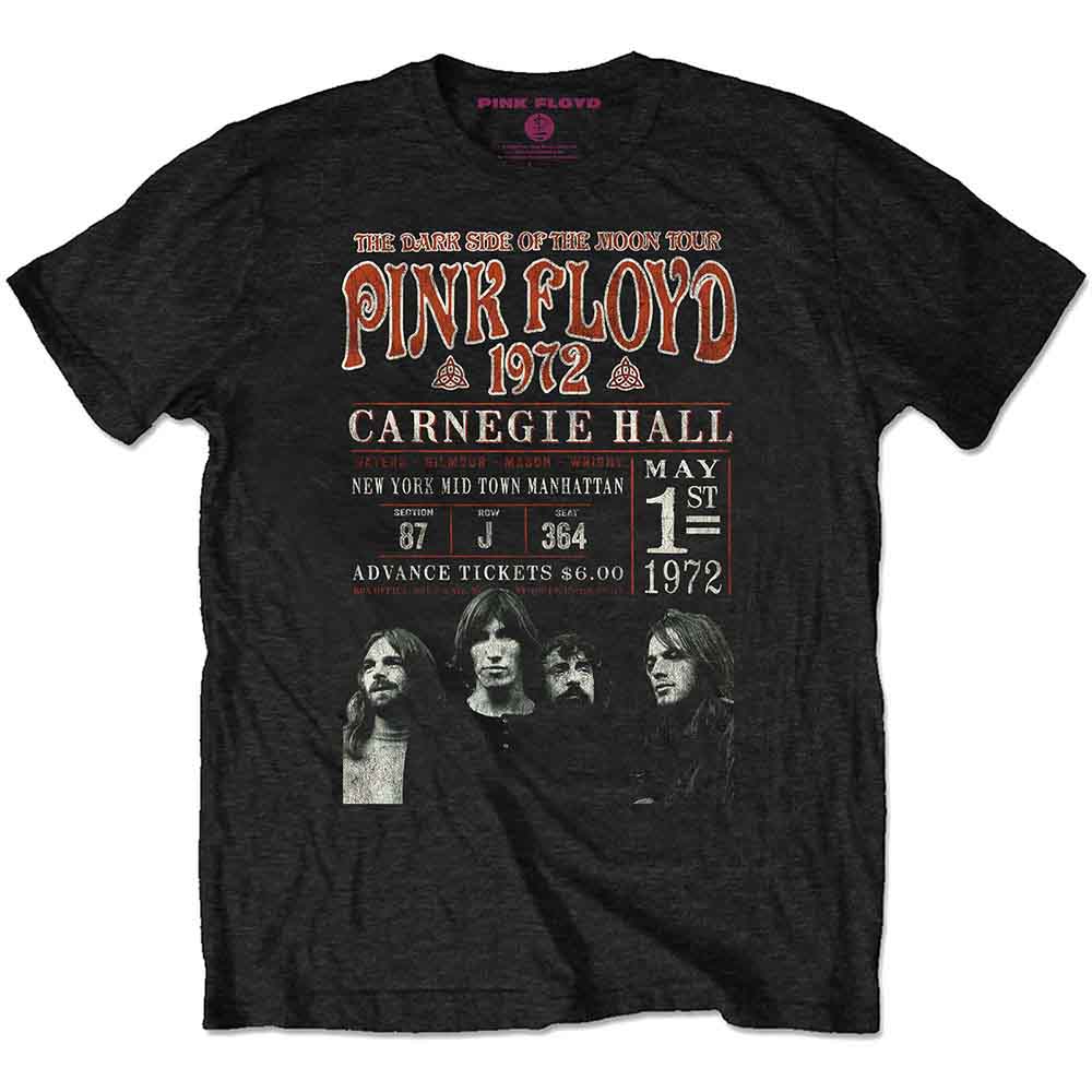 Pink Floyd Unisex T-Shirt: Carnegie '72 (Black)