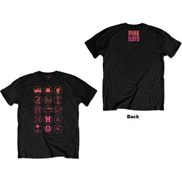 Pink Floyd Unisex T-Shirt: Symbols (Black) (Back Print)