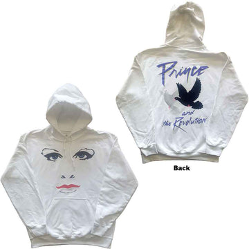 Prince Unisex Pullover Hoodie: Faces & Doves (White) (Back Print)